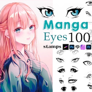 Procreate Manga Eyes Stamps : Anime Eye Chibi Character Cartoon Photoshop ClipStudio Beginner Brushes