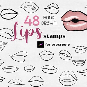 Procreate Lips Stamp Brush 48 Procreate Anime Lips Procreate Line Art Portrait Mouth Draw Guide Manga Lip Anime Girl Lip Mouth Drawing Guide