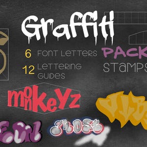 Procreate Graffiti Letter Stamps : Font Brush Street Art Urban Text Typography Writing Pack