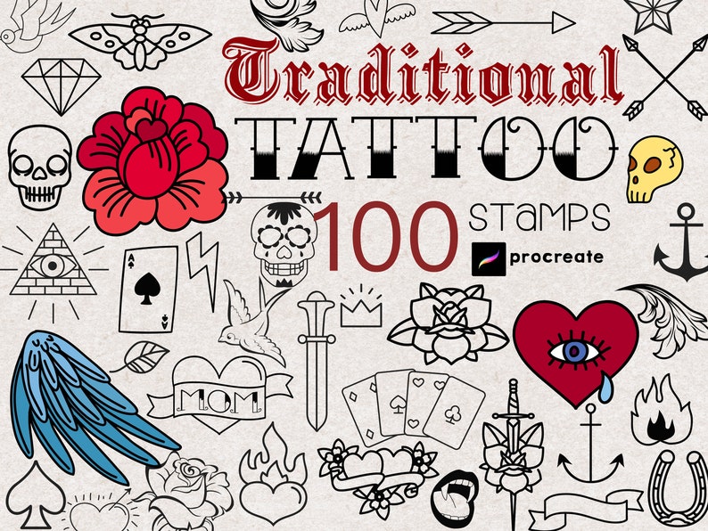 Procreate Traditional Tattoo Stamps : Oldschool Tattoos Design Gothic ...