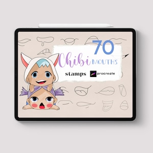 Tampon Chibi Procreate pour la bouche 70, Pinceau guide Procreate Chibi pour les lèvres Manga Kawaii Dessin animé Anime Chibi Base bouche Dessin Lèvres kawaii