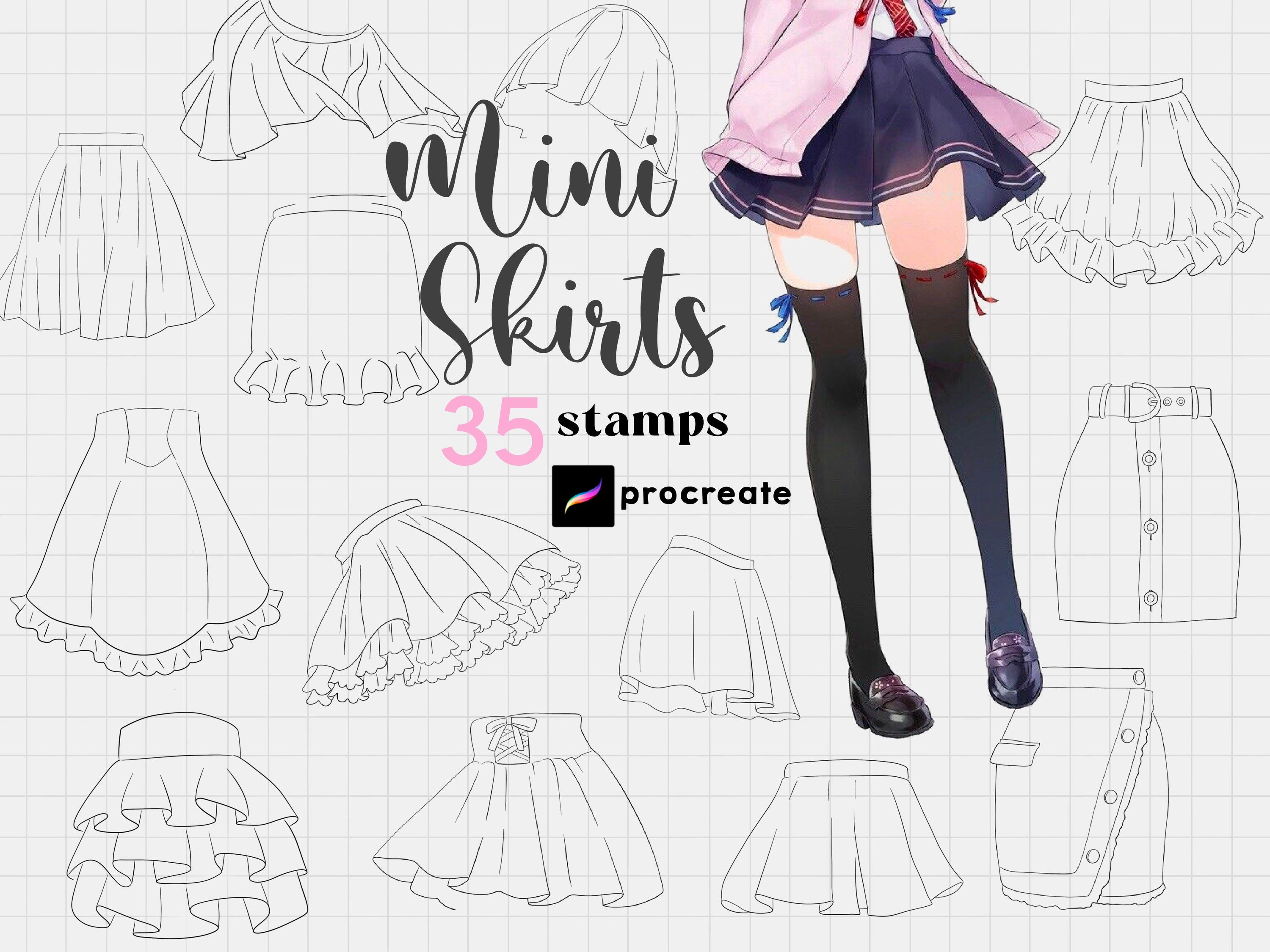 Girls girl in black and white mini skirt anime character png  PNGEgg