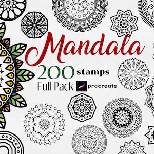 Procreate Mandala Stamps 200 Procreate Tattoo Mndala Ornament Brush Procreate Mandala Coloring Ornate Doodle Art Procreate Coloring Page