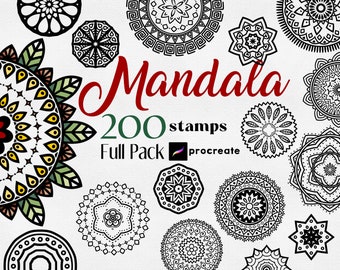 Procreate Mandala Stamps 200 Procreate Tattoo Mndala Ornament Brush Procreate Mandala Coloring Ornate Doodle Art Procreate Coloring Page