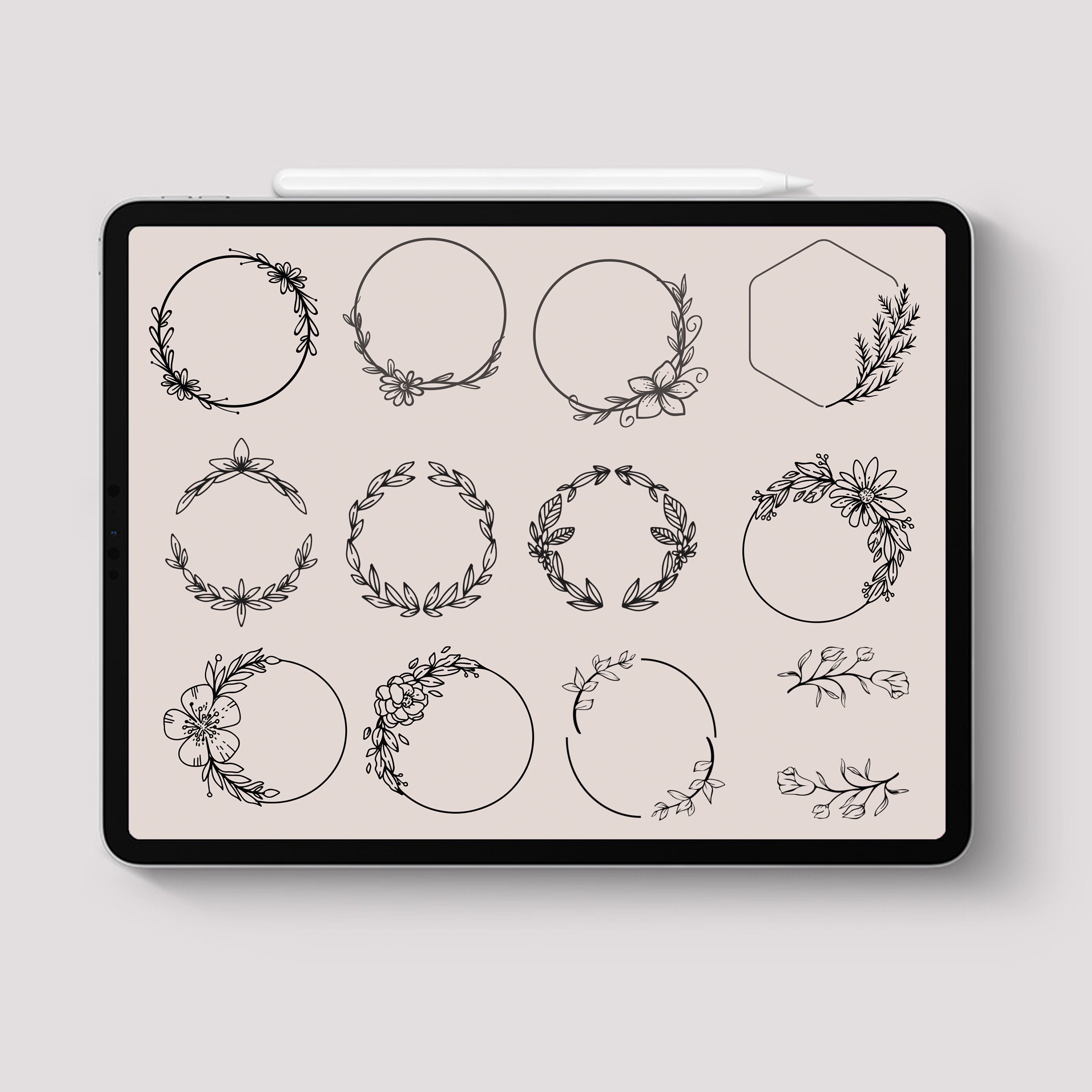 Procreate 80 Flower Wreath Stamps Botanical Brushes Floral | Etsy