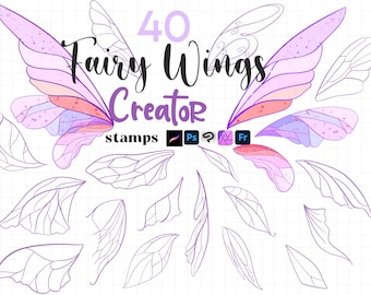 Procreate Flügel Stempel: Engel Fee Schmetterling Tattoo ClipStudio Fresko Photoshop Fantasy Pinsel