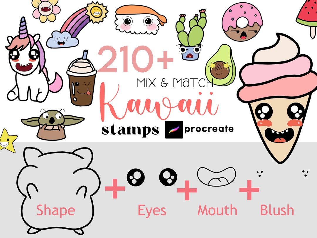 Procreate Kawaii Creator Stamp Procreate Character Maker Stamps Cartoon
