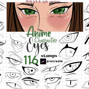 Procreate Anime Eyes Stamp Brush 116 Anime Character Manga Eyes Procreate Eyes Chibi Monster Eye Guides Procreate Portrait Eyes Kawaii