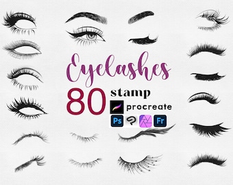 Procreate Wimpernstempel: Porträt Augen Mascara Makeup Wimpern Tattoo Photoshop Krita ClipStudio Brushes