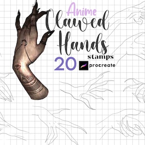 Procreate Anime Hands Stamp Brush 20 Clawed Hand Procreate Anime Witch Hand Demon Hands Woman Claw Hand Reference Procreate Character Maker