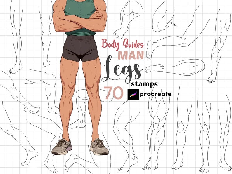Procreate Legs Procreate Man Legs Stamps : 70 Anime Male Leg Pose Maker, Body Parts ...