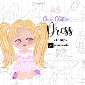 Procreate Chibi Clothes Stamp 45 Procreate Chibi Dress Chibis Clothing Brushes Procreate Chibi Maker Procreate Kawaii Cute Chibi Base