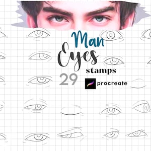 Procreate Male Eyes Stamp Brush 29 Boy Anime Eyes Procreate Eyes Manga Chibi Character Eye Guides Procreate Portrait Man Eyes Kawaii Cartoon