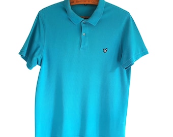 Lyle & Scott Polo Turquoise Blue Cotton Vintage Men Shirt Size M