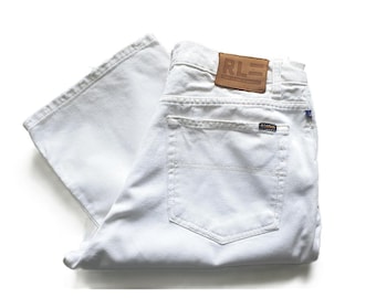 90s Ralph Lauren Jeans White Denim Men Size W32 L36 / 32 x 36 Vintage Polo Ralph Lauren Pants