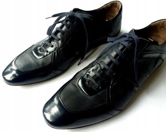 Zapatos vintage Karl Lagerfeld para hombre, de piel azul marino, talla 44 (Reino Unido)