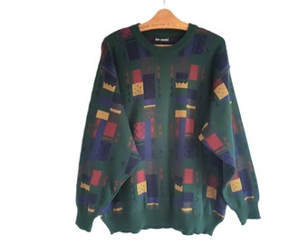 Suéter ENZO LORENZO de lana merino de punto italiano vintage de los años 90 para hombre, talla 50/M/L