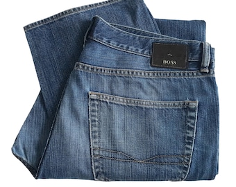 Boss Hugo Boss Arkansas Jeans Pantalones vaqueros azules de mezclilla vintage para hombre Talla W36 L34