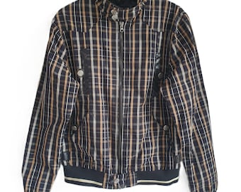 Chaqueta de cuadros vintage para hombre, chaqueta bomber de primavera de RNT 23 Jeans, talla M/L