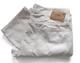 Vintage RALPH LAUREN Jeans Light Beige Cotton Men Pants Polo by Ralph Lauren Size W36 L34