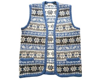 Suéter de punto vintage de lana de Saga para hombre, talla S/M