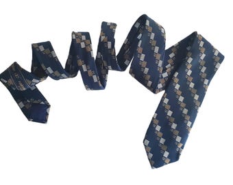 Corbata de seda VALENTINO con estampado vintage azul marino para hombre