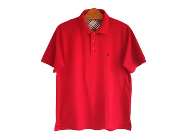 Polo Ralph Lauren de manga corta, color rojo, de algodón, talla M para hombre.