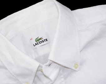 Vintage Men Shirt White By Lacoste Size 43 / L / XL Made in Italy