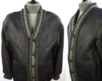 Chaqueta vintage BIZZARRO para hombre, de piel y piel de oveja, talla 48/S/M, fabricada en Italia.