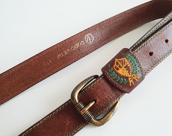 GUIDO VIETRI Cinturón de Cuero Marrón para Hombre Hecho en Italia