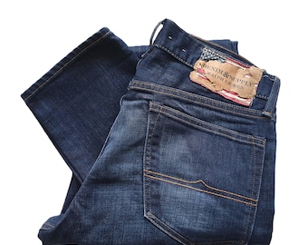 Jeans skinny Y2K RALPH LAUREN, pantaloni in denim blu scuro da uomo, taglia W32 L35