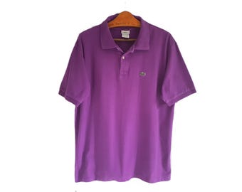 Polo vintage Lacoste morado de verano para hombre, manga corta, talla L/XL