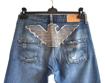 Pantalones vaqueros azules vintage Armani Jeans AJ para hombre, talla W32 L34 / 32 x 34