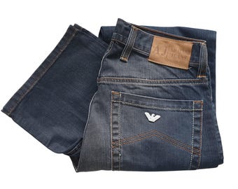 Pantalones vaqueros vintage Armani AJ de mezclilla azul índigo para hombre, talla W30 L34 / 30 x 34