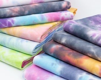 Kleurrijke tie-dye katoenen denimstof - gewassen jacquard, 57" breed - op maat gesneden