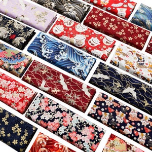 Japanese Cotton Fabric: Bronzing Print Sewing Material - 1/2 Yard