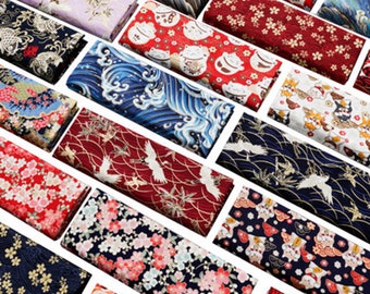Japanese Cotton Fabric: Bronzing Print Sewing Material - 1/2 Yard