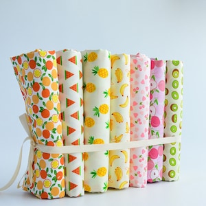 100% Cotton Fabric Fruit Fabric Cartoon Peach Watermelon Pineapple Kiwi Fruit Cotton Fabric For Quilting Garment By The Half Yard