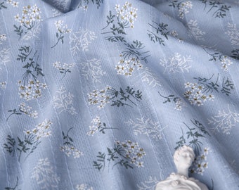 Japanese Daisy Print Cotton Jacquard Fabric - Cheongsam & Dress Sewing Fabric By The Half Yard