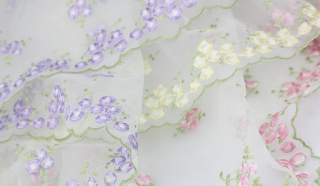 Colorful Embroidery Organza Fabric, Rose Embroidery Fabric, Embroidery