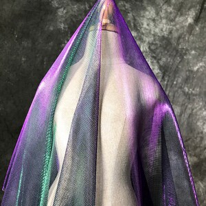 Purple-green Gradient Mesh Fabric Designer Fabric Stretch Mesh Fabric ...