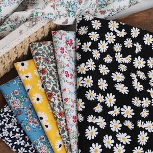 Small Floral Fabric 100% Cotton Fabric Small Daisy Fabric Pastoral Print Fabric Dress Fabric DIY Fabric By The Half Yard