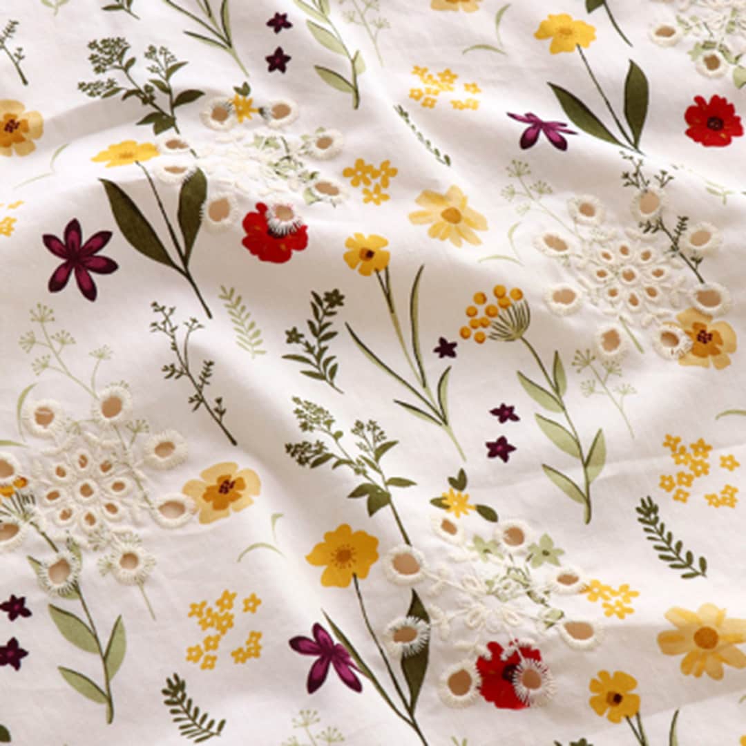 Width 55'' Cotton Fabric Printed Fabric Embroidery Fabric Dress Fabric