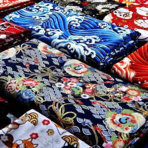 Japanese Cotton Fabric: Bronzing Floral Sewing Material - 1/2 Yard