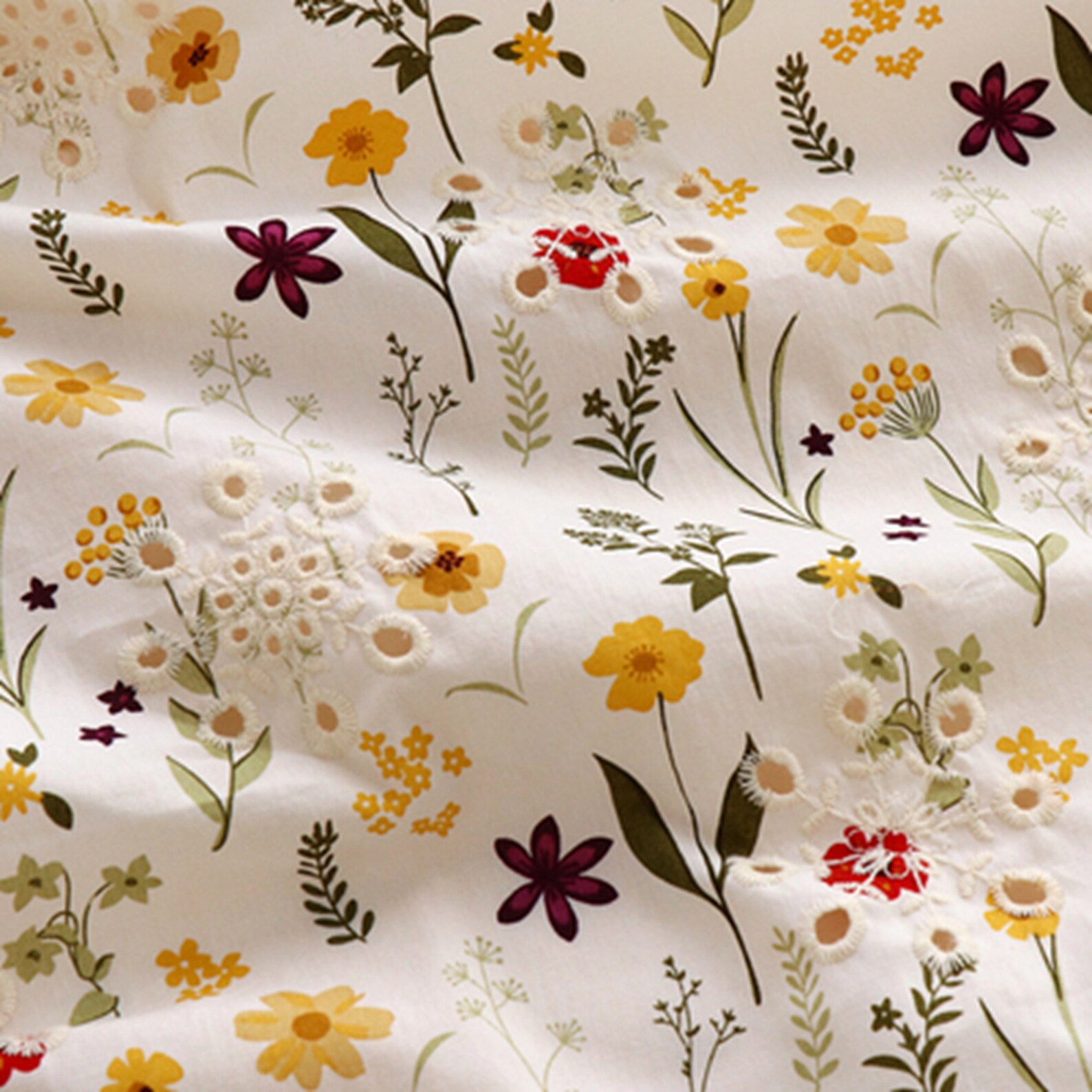 Width 55'' Cotton Fabric Printed Fabric Embroidery Etsy