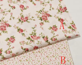 Tecido de sarja de algodão floral, material para costura com estampa pequena (vendido por meio metro)