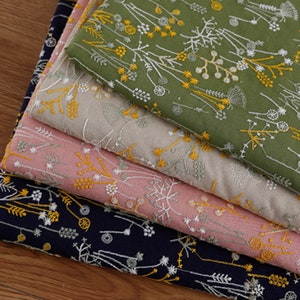 4 Colors Cotton linen fabric - embroidered style fabric - Diy fabric By The Half Yard