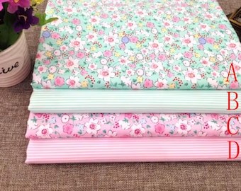 Tecido de algodão sarjado com estampa floral, material para costura (vendido por meio metro)