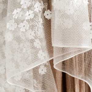 Mesh fabric, 3D embroidered soft yarn lace fabric, DIY fabric by the half yard