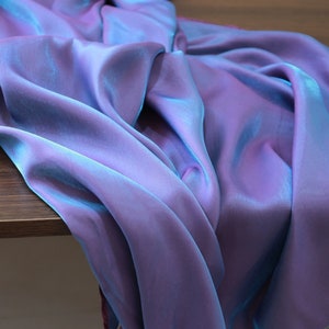 Purple Blue Iridescent Cotton Silk Fabric, Wedding Fabric, Dress Fabric, Designer Fabric, Cosplay Fabric By The Yard